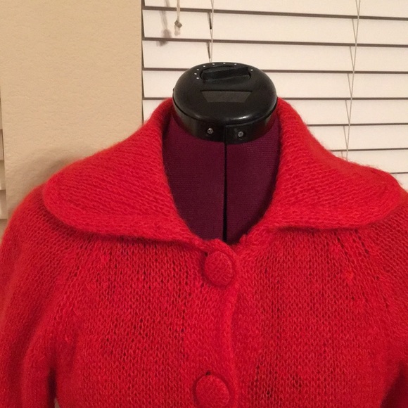 Vintage 1960-70’s Cherry Red Wool Sweater - Picture 4 of 7